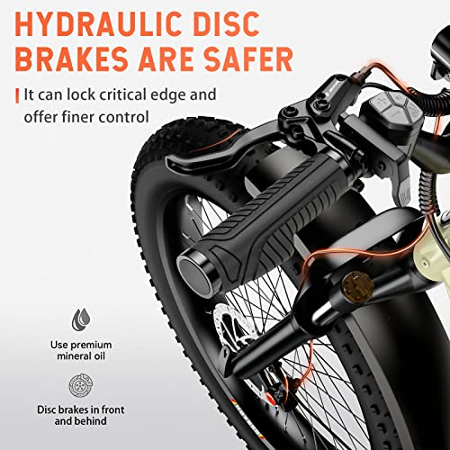 HOVSCO Electric Bike, 26"x 4" Fat Tire Ebike for Adults, 750W Motor Torque Sensor Mountain Bike 28Mph