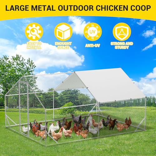 Large Metal Chicken Coop, Walk-in Poultry Cage