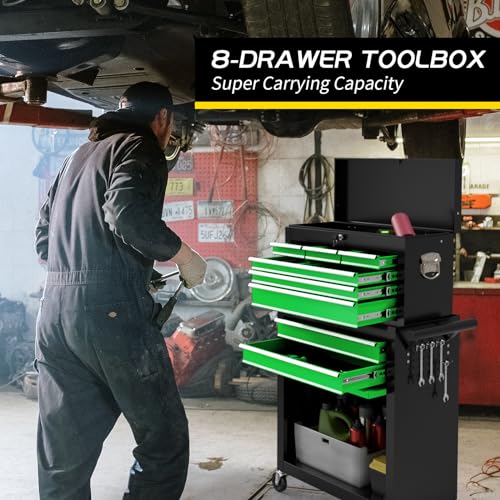 On Shine 8 Drawer Rolling Tool Chest, Large Capacity Rolling Tool Box with Wheels, Locking Mechanical Tool Chest
