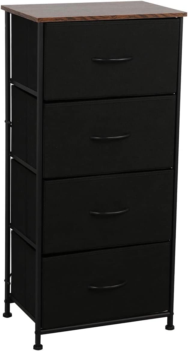 Somdot Nightstand Dresser with 4 Drawers Fabric Dresser Vertical Storage Tower Organizer Unit for Bedroom Office Laundry Closet Entryway Hallway