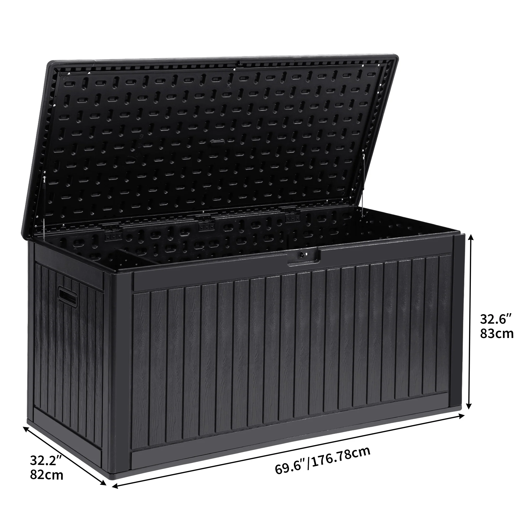 Dextrus Large Outdoor Deck Box - Spacious, Durable, and Convenient 260 Gallon Large Double-Wall Resin Outdoor Storage Boxes, Lockable & Waterproof