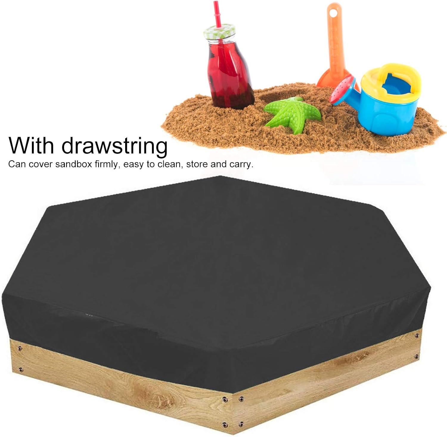 bizofft Sandbox Canopy, Durable Sand Pit Cover, Weather Resistance Air Permeability Sandbox for Outdoor(Black, 14011020cm)