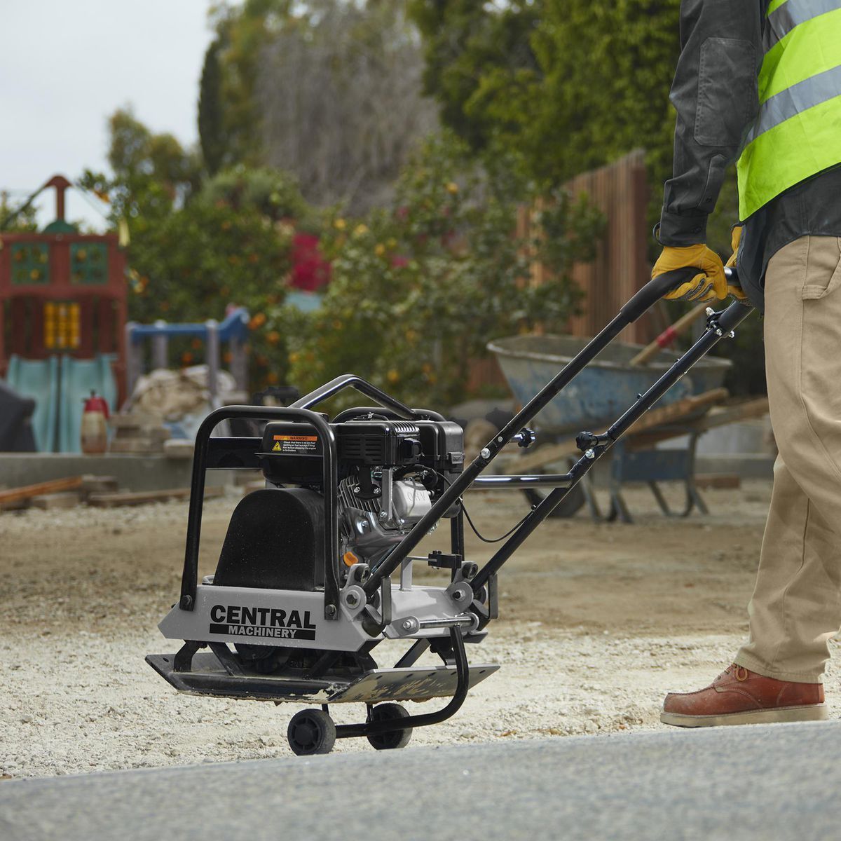 CENTRAL MACHINERY 7 HP Plate Compactor with Wheel Kit