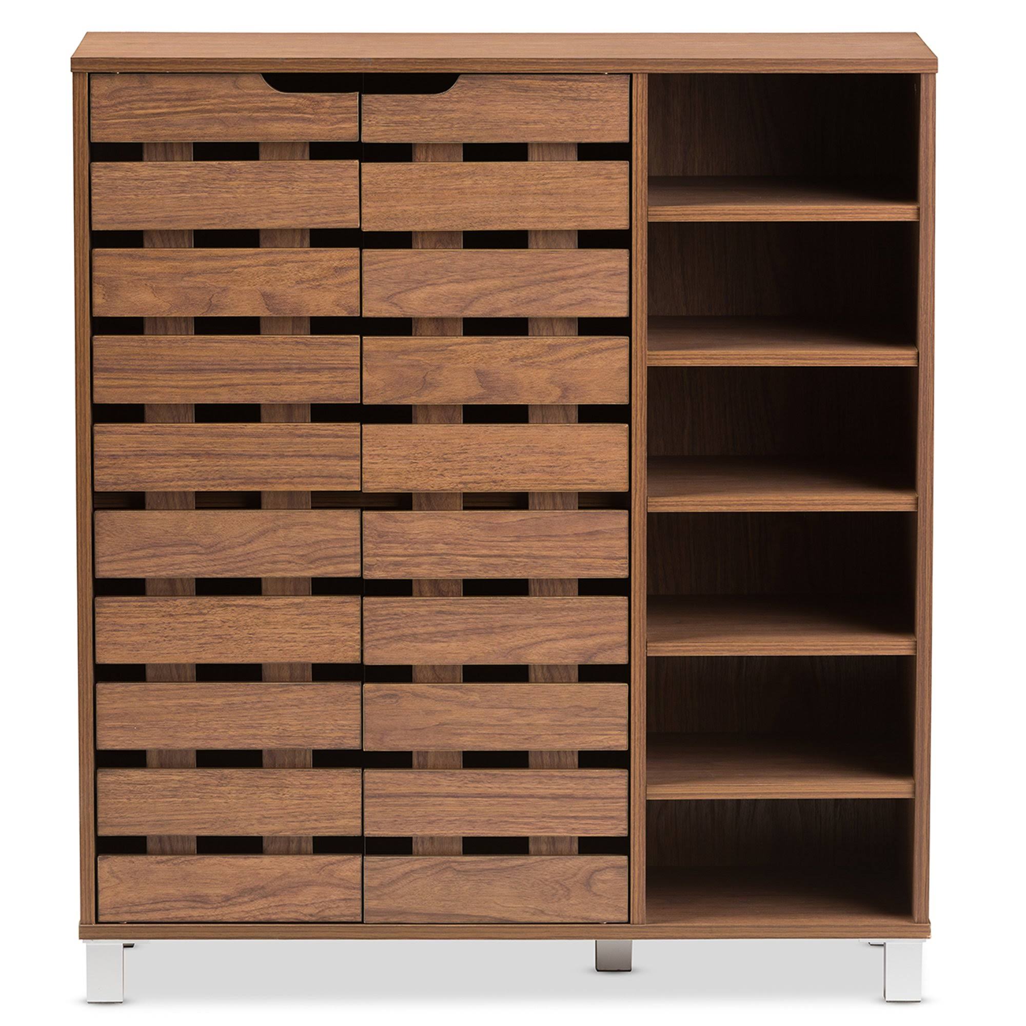 Baxton Studio Shirley 2 Door Shoe Cabinet, Dark Brown