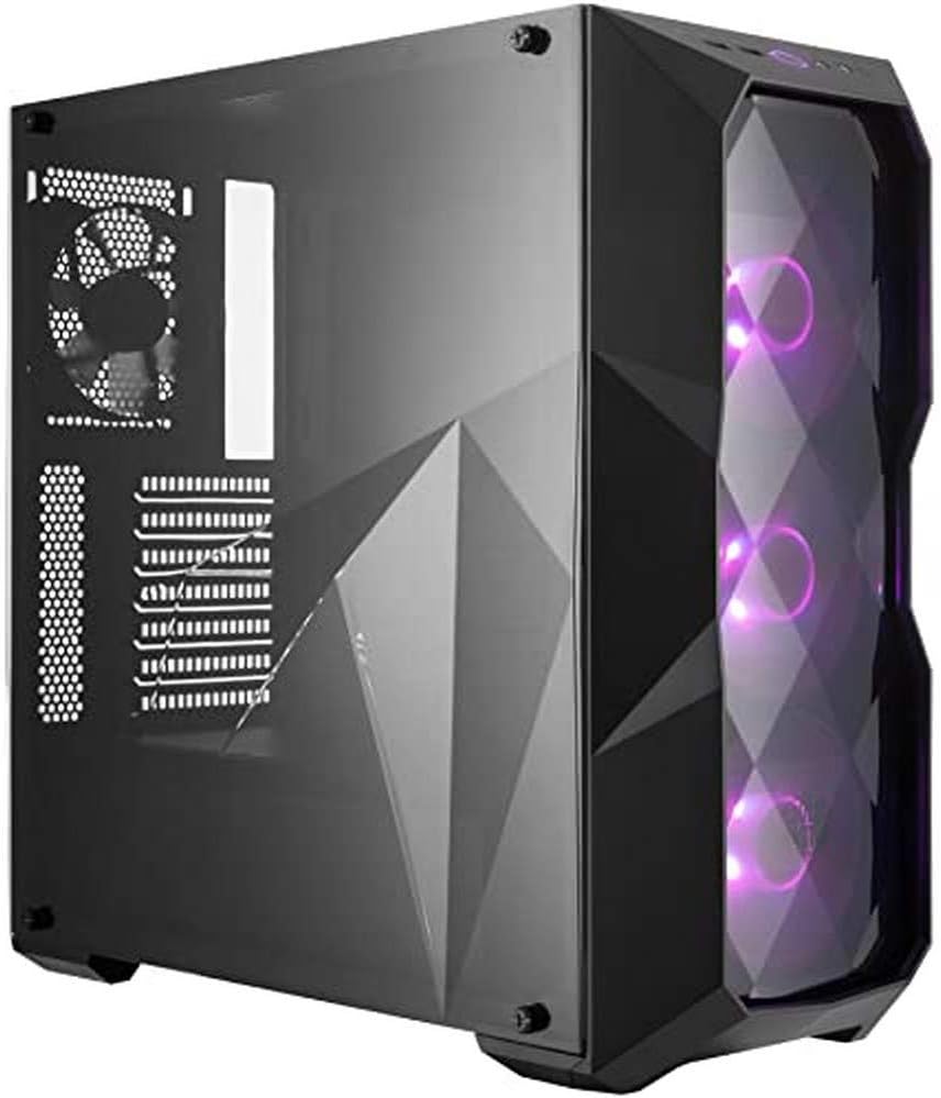 Cooler Master MasterBox TD500 Mesh White Airflow ATX Mid-Tower with Polygonal Mesh Front Panel, Crystalline Tempered Glass, E-ATX up to 10.5"