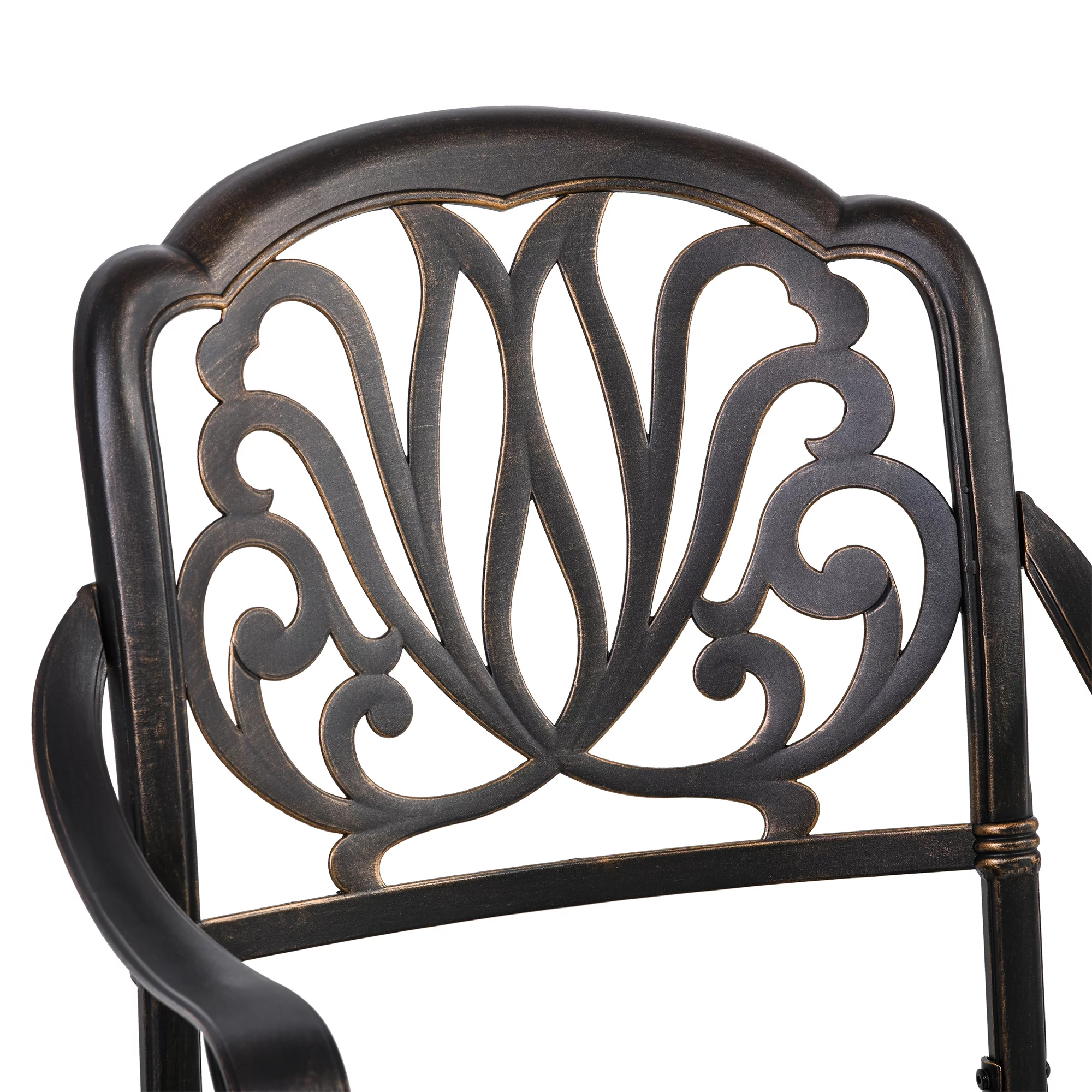 Outsunny Cast Aluminum Patio Dining Set for 4, Umbrella Hole, Bronze