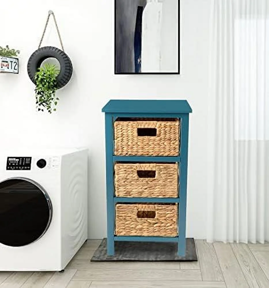 GVJMTKP 3 Tier X-Side End  Cabinet with 6 Wicker Baskets  White - Curated Treasures Market