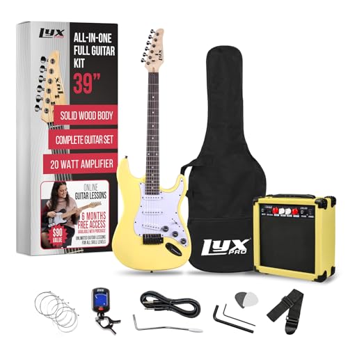 LyxPro Electric Guitar 39" inch Complete Beginner Starter kit Full Size with 20w Amp, Package Includes All Accessories, Digital Tuner, Strings, Picks