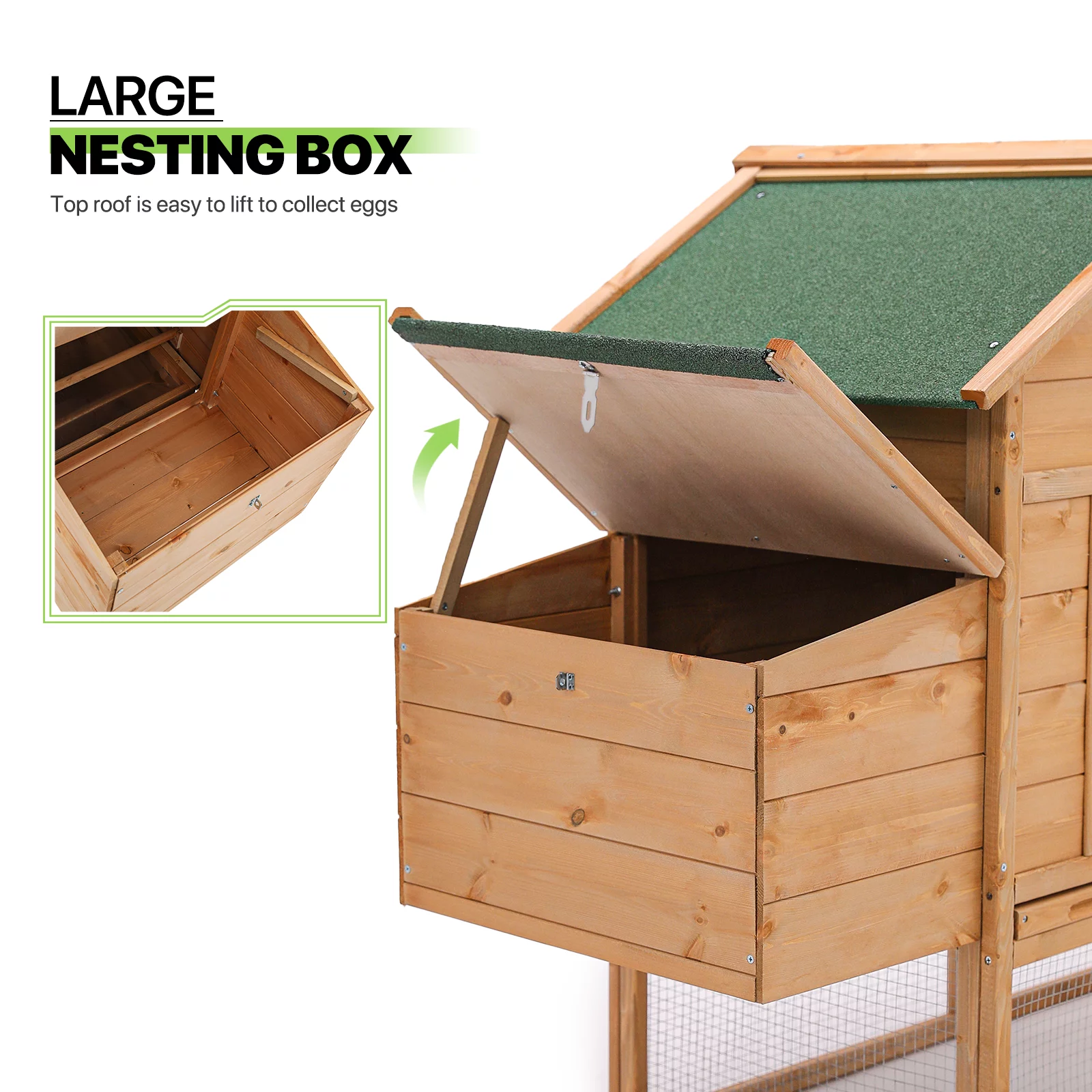 Magshion Outdoor Chicken Coop with Nesting Box, 80 inch Wooden Rabbit Hutch Poultry House with Run Cage