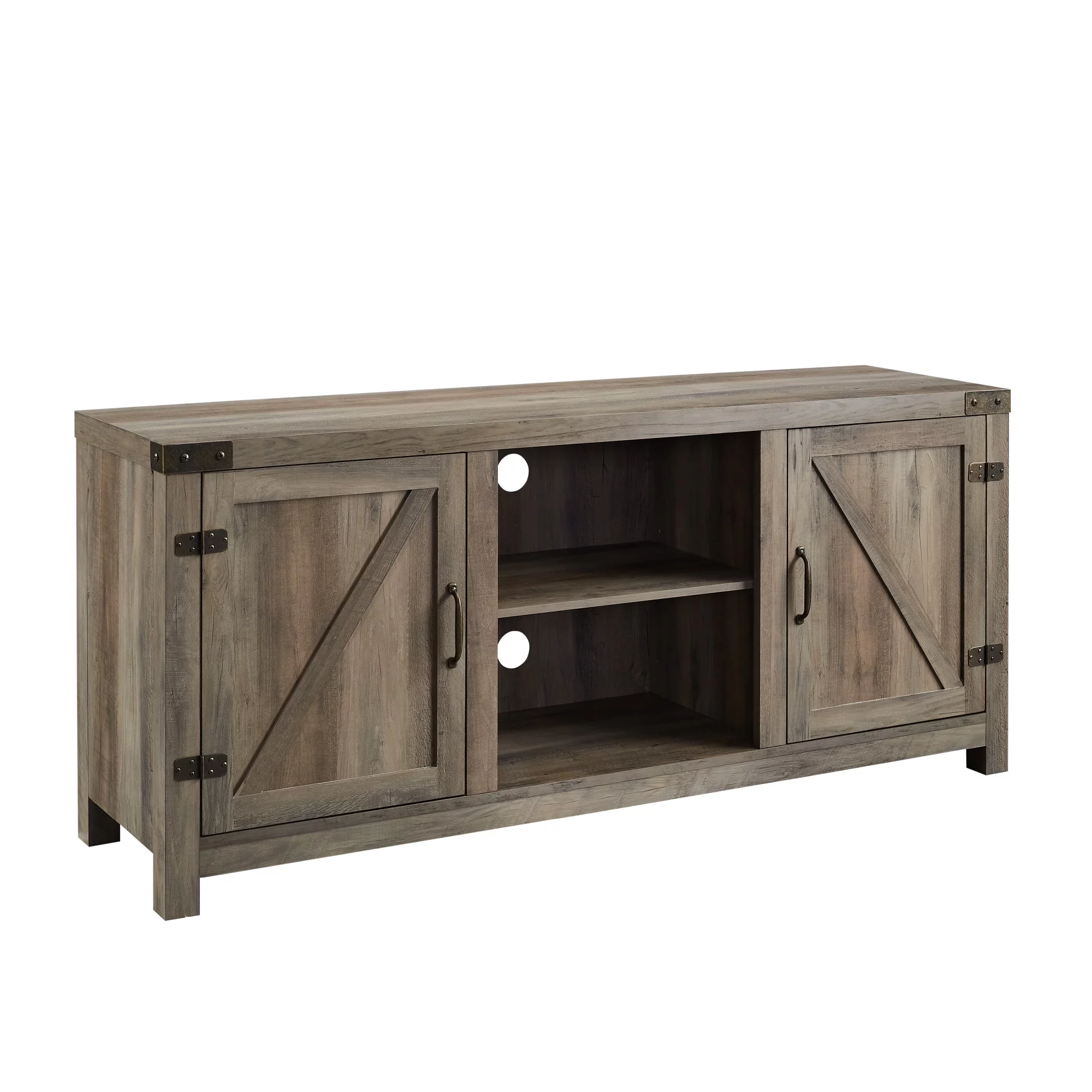 Walker Edison Modern Farmhouse Barn Door TV Stand for TVs up to 65, Grey Wash