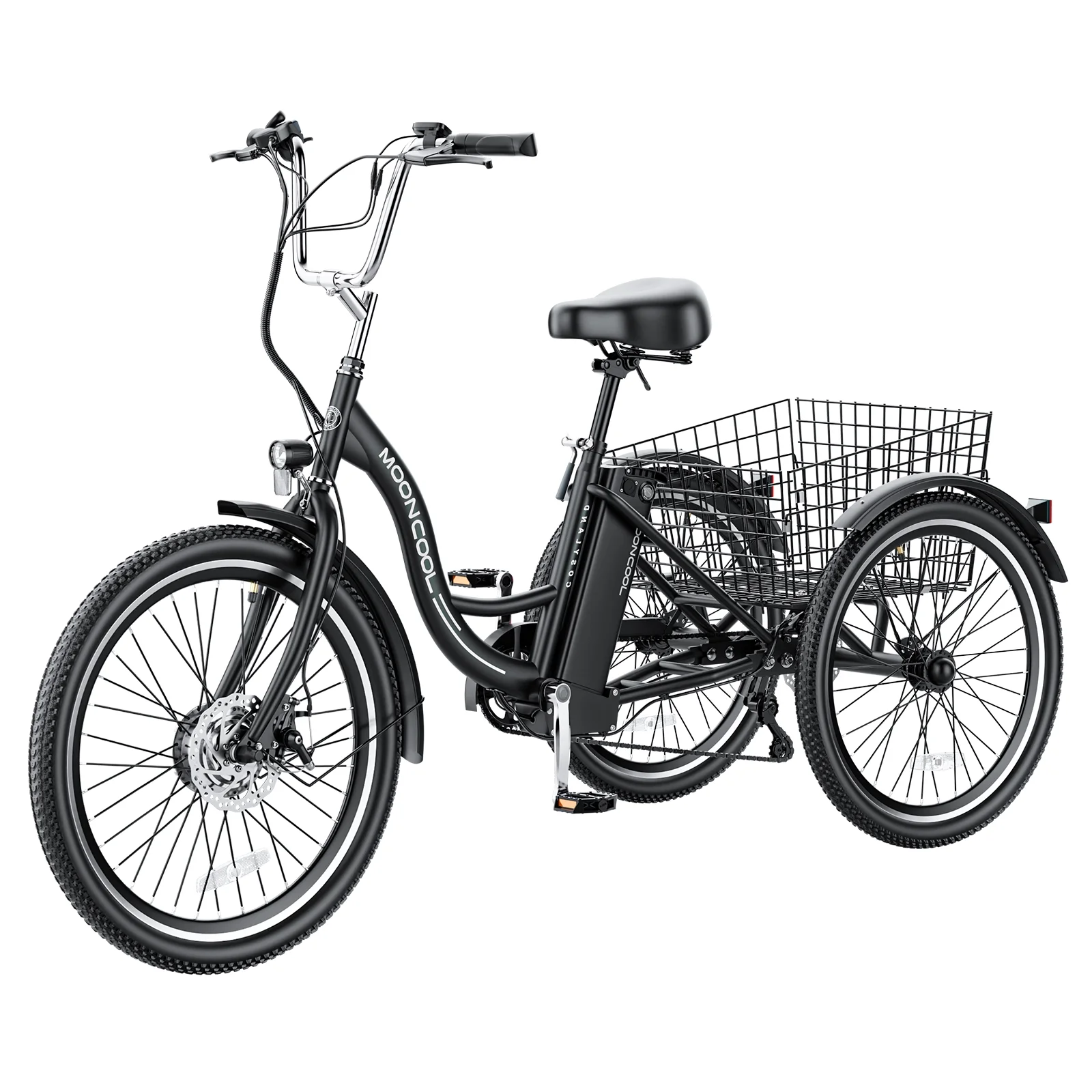 NAIZEA 24 3 Wheel Electric Bike for Senior, 350w Adults Electric Trike, Three Wheel Ebike Bicycle with Removable 36V 10Ah Lithium Battery