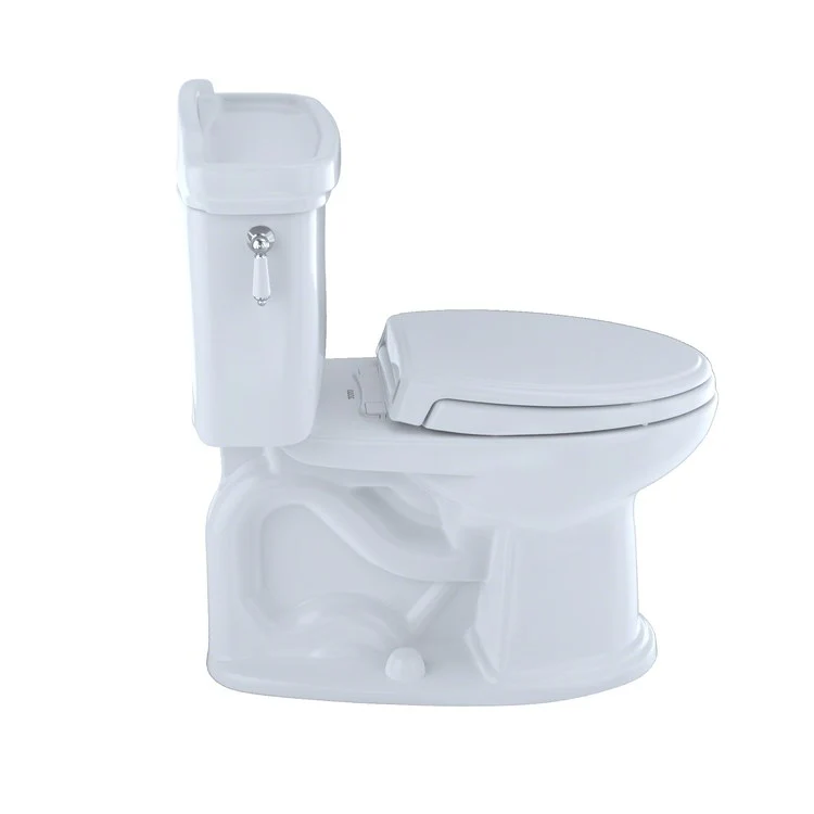 Toilet Eco Dartmouth 2 Pieces Close Coupled Universal Height Cotton Elongated ADA 32-1/2 Inch 1.28 Gallons per Flush Left Hand Chrome Less Seat