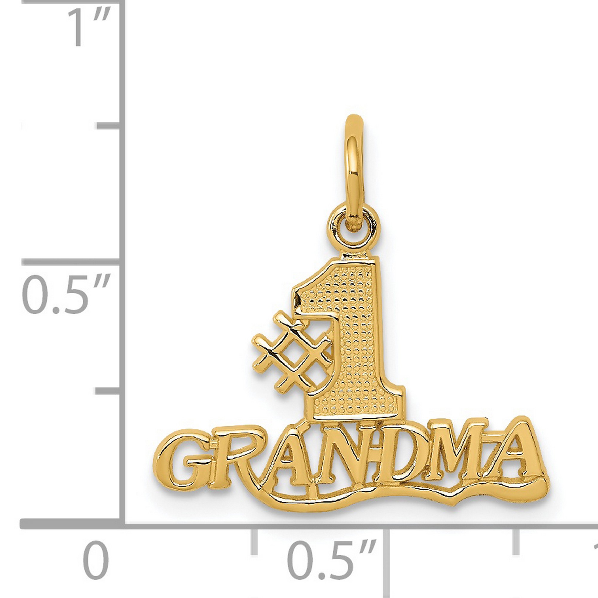 Solid 14k Yellow Gold #1 Grandma Words Pendant