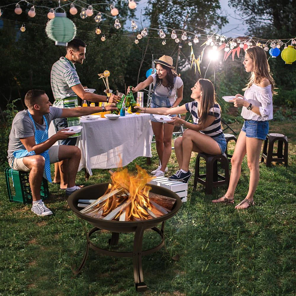 UBesGoo 32 Wood Burning Firepit Garden Square Fire Pit Stove Fire Bowl Patio Firepits Outdoor Black