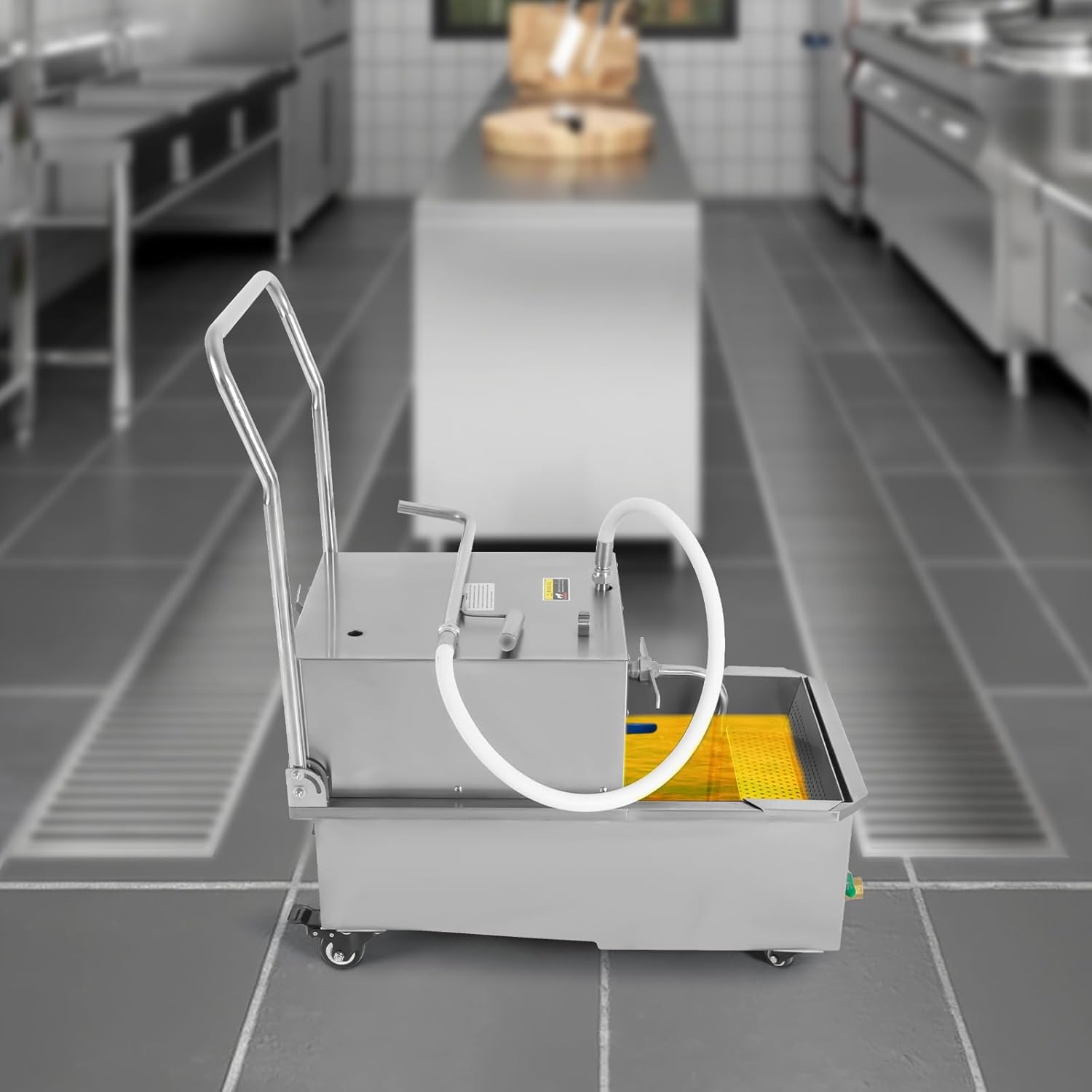 550W Mobile Fryer Filter, Deep Fryer Filter Oil Filter 55 L /14.5 Gal Restaurant Oil Filter Machine