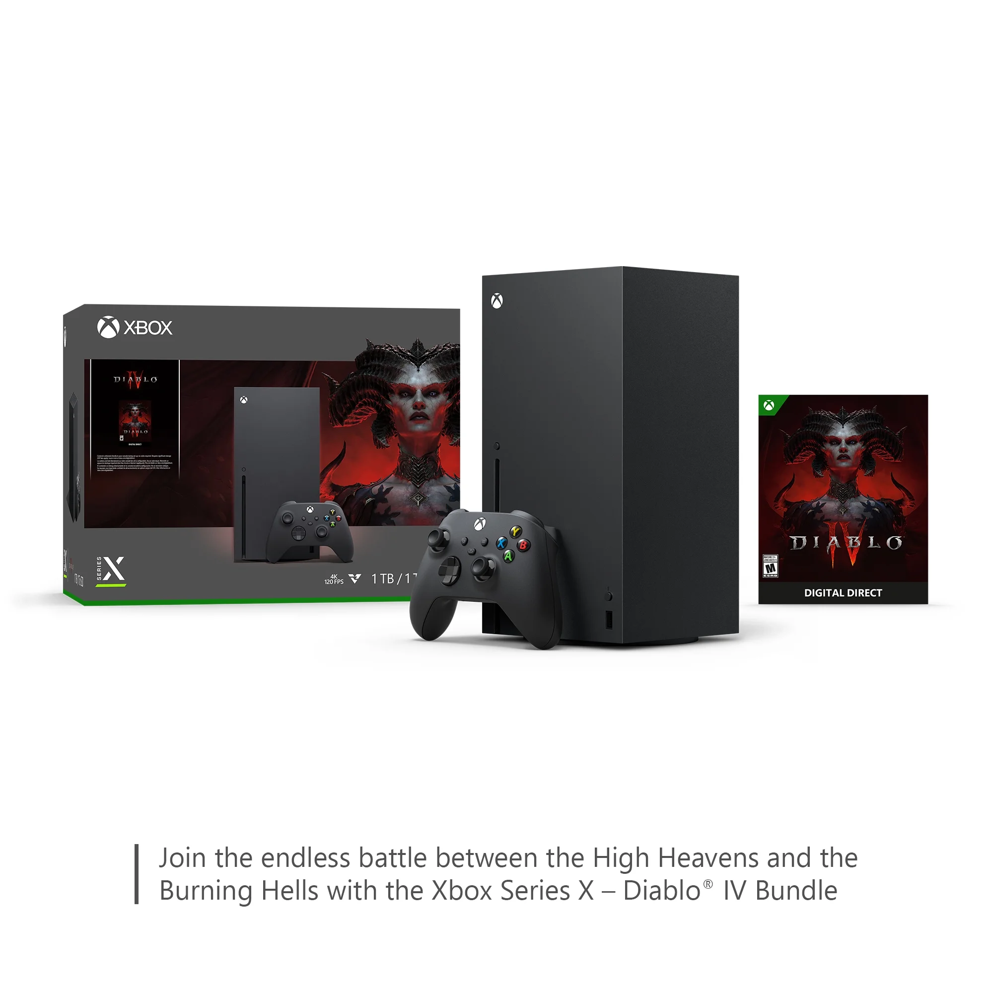 Xbox Series X Diablo IV Bundle with 1TB SSD &amp; Carbon Black Wireless Controller, 120 fps, 16GB RAM, 4K Gaming Experience