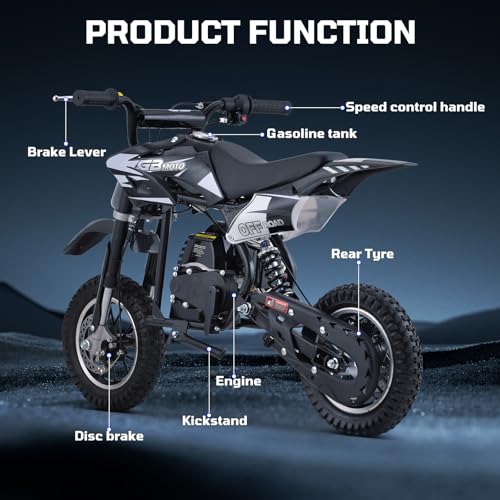 Kids 50cc Dirt Bike, 49cc Gas Dirt Bike for Kids 8-14, Gas Powered Mini Dirt Bikes, 2 Stroke Dirt Bikes, Max Load 165 Lbs