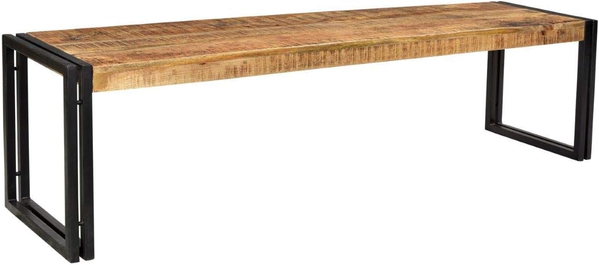 Timbergirl Hand-Crafted Reclaimed Wood and Metal Bench, 50-Inch