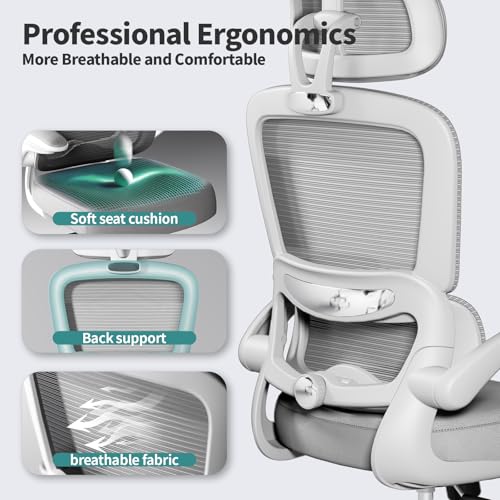 TRALT Office Chair Ergonomic Desk Chair, 330 LBS Home Mesh Office Desk Chairs with Wheels, Comfortable Gaming Chair
