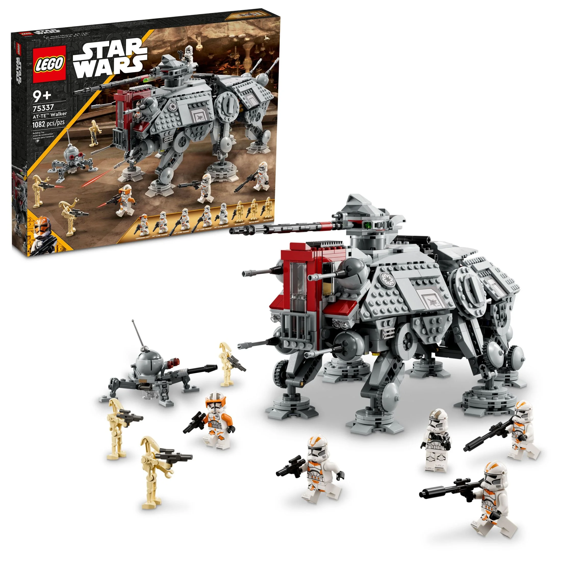 LEGO Star Wars AT-TE Walker 75337 Poseable Toy, Revenge of the Sith Set, Gift for Kids with 3 212th Clone Troopers