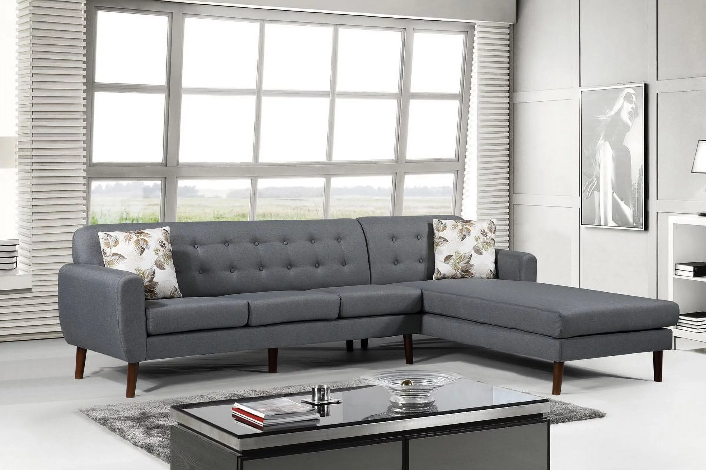 Jayant Mid Century Tufted Sectional Right Hand Facing