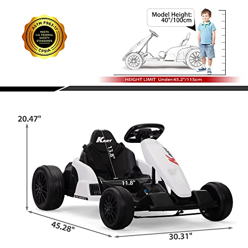 TOBBI 24V Go Kart Electric Drift Kart for Kids 4-16 Year, Ride on Car, 8 MPH Battery Powered Crazy Cart for Kids
