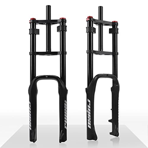QHIYRZE Fat Bike Fork 20 Inch Bike Suspension Fork Travel 110mm Air Fork 28.6mm Straight Double Shoulder Front Fork Rebound Adjustable for 4.0" Tire