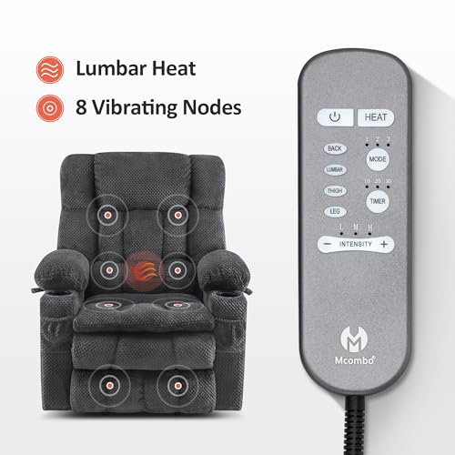 MCombo Dual Motor Power Lift Recliner Chair with Massage and Heat for Elderly People, Infinite Position, USB Ports, Cup Holders