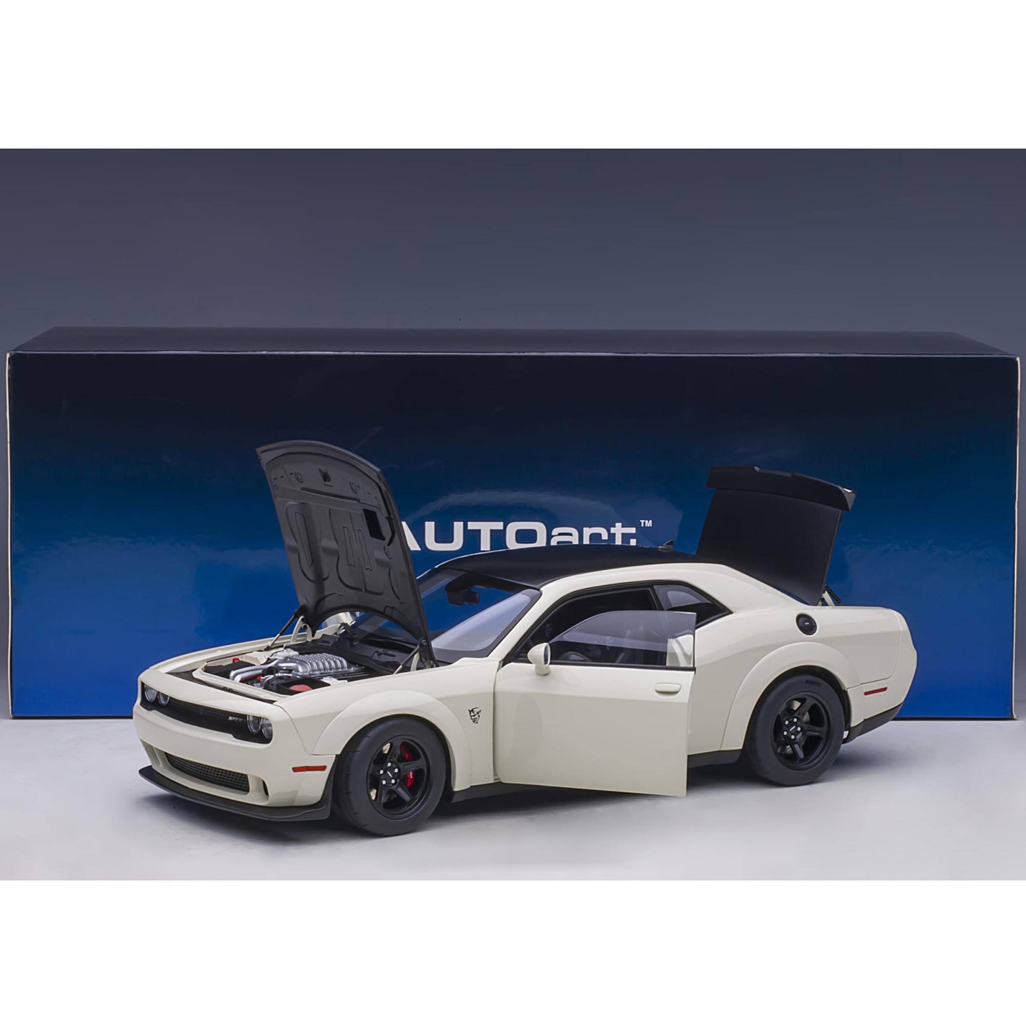Dodge Challenger SRT Demon Knuckle White and Satin Black 1/18 Model Car by AUTOart