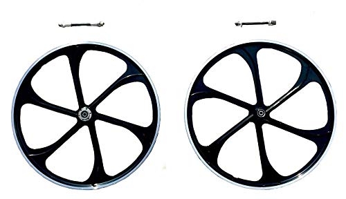 CDHPOWER 26" Aluminum Mag Wheels with Disc Brake Rotor Adapter and 28T Sprocket/Black/Bicycle Wheel/Rim