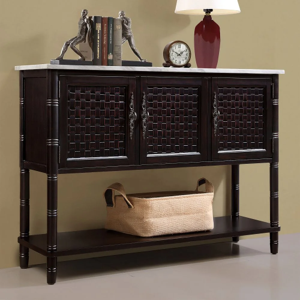 Entryway Table with artificial stone look tabletop , 47'' Farmhouse & Modern Console Table with Storage