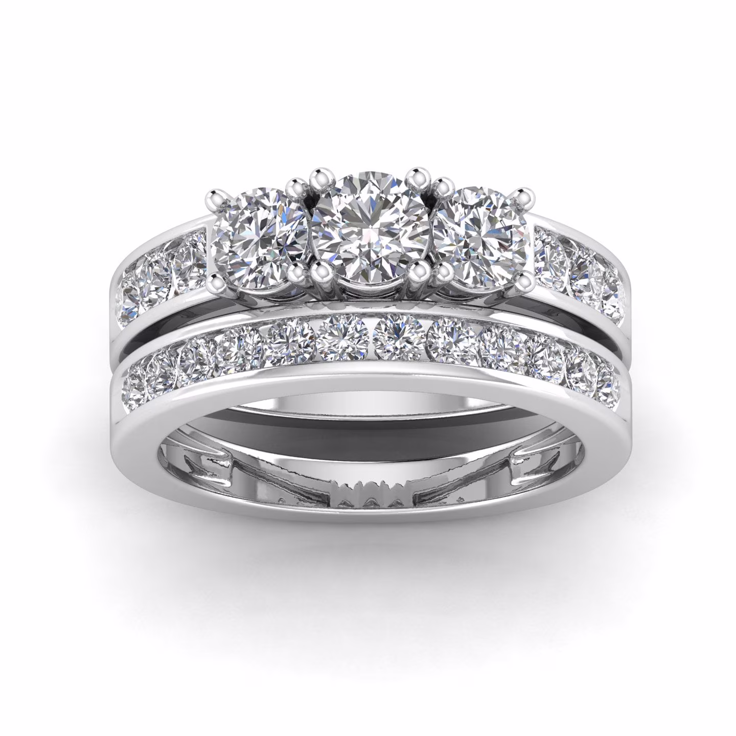 1.50Ct Round Cut Lab Grown Diamond VVS1/G-H 10k White Gold 3 Stone Ring Fine Jewelry for Women Gifts