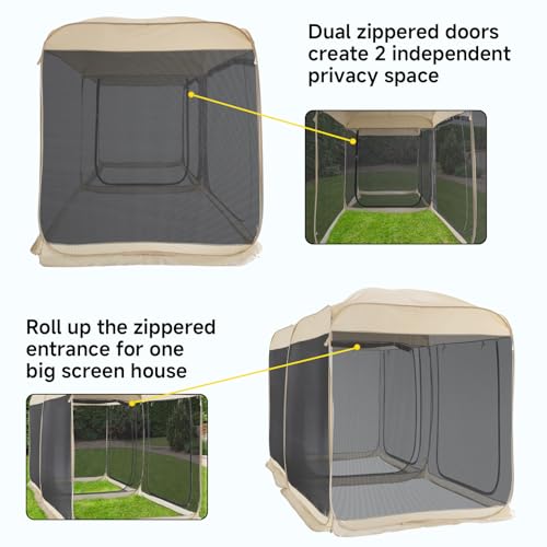 Alvantor Screen House Gazebo, 6-10-15 Person Pop Up Igloo Screened Canopy Tent with Mosquito Netting Sides