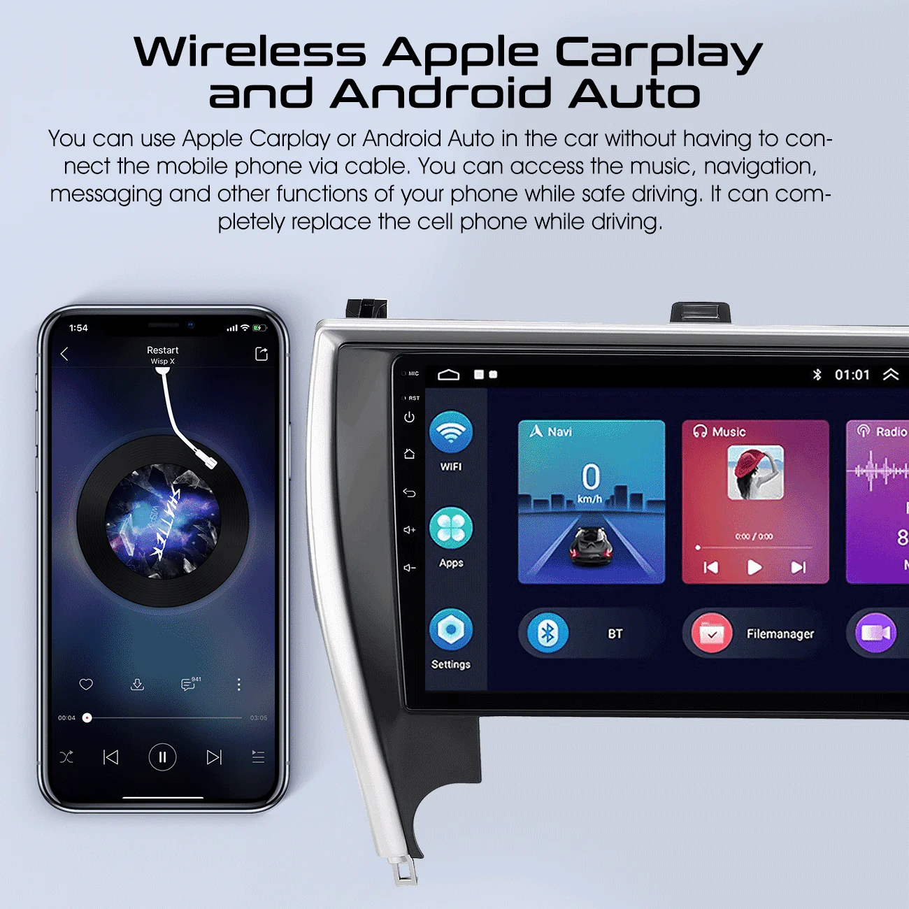 For 2015-2017 Toyota Camry 10.1in Carplay Android 12 Car Stereo Radio GPS Navi