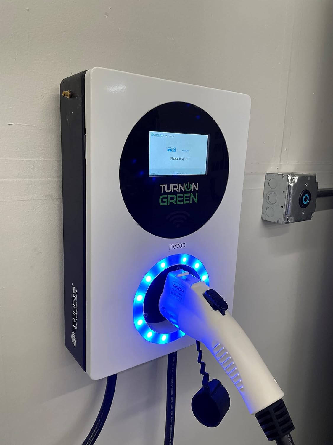 TURNONGREEN EV700 Level 2 Smart Electric Vehicle Charger (EV), 16 to 32 Amp, 240V, WiFi Bluetooth Enabled, with LCD Touchscreen