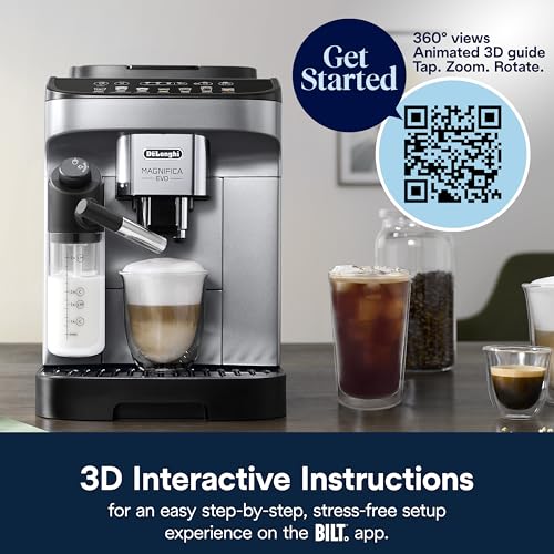 De'Longhi Magnifica Evo Automatic Espresso & Coffee Machine with Auto Milk Frother, Built-in Grinder & Auto-Clean Function - For Latte, Cappuccino