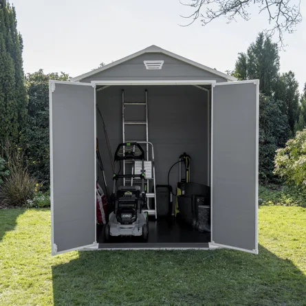 Keter Manor Outdoor Garden Storage Shed, Beige, 4 x8、6 x 8 ft