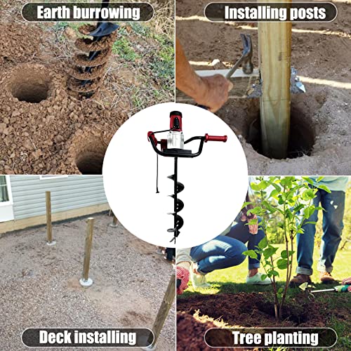 1500W Electric Post-Hole Digger with 6-Inch Auger Bit, Earth Auger Drill, Auger Bit Earth Auger, Ideal for Post Hole Digging, Drilling, Tree Planting