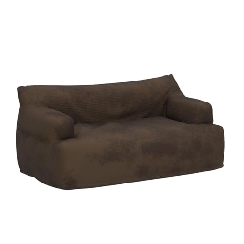 N&V Giant Twin Size Bean Bag Sofa, Foam Filling Floor Sofa, Includes Removable and Machine Washable Cover, Brown