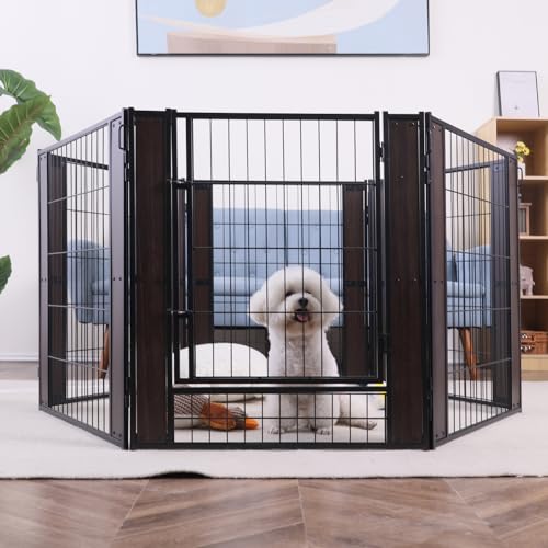 Heavy Duty Dog Playpen 32 Inch Height - Indoor Outdoor Pet Fence Enclosure for Medium and Small Dogs
