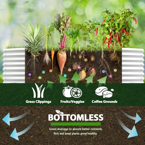 A ANLEOLIFE 8X4X1.5 ft Galvanized Raised Garden Beds Outdoor, Oval Large Metal Planter Box for Planting Vegetables Flowers Herb
