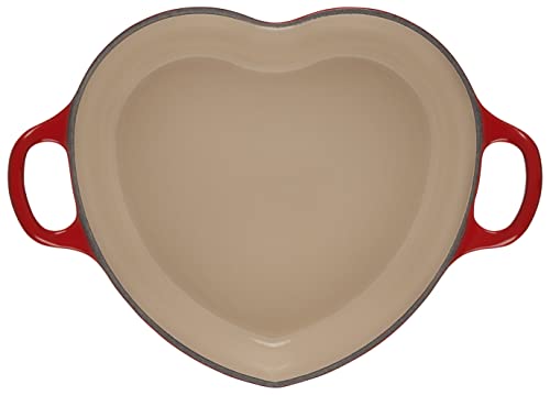 Le Creuset Signature Enameled Cast Iron Figural Heart Cocotte, 2 Quart, White with Stainless Steel Knob