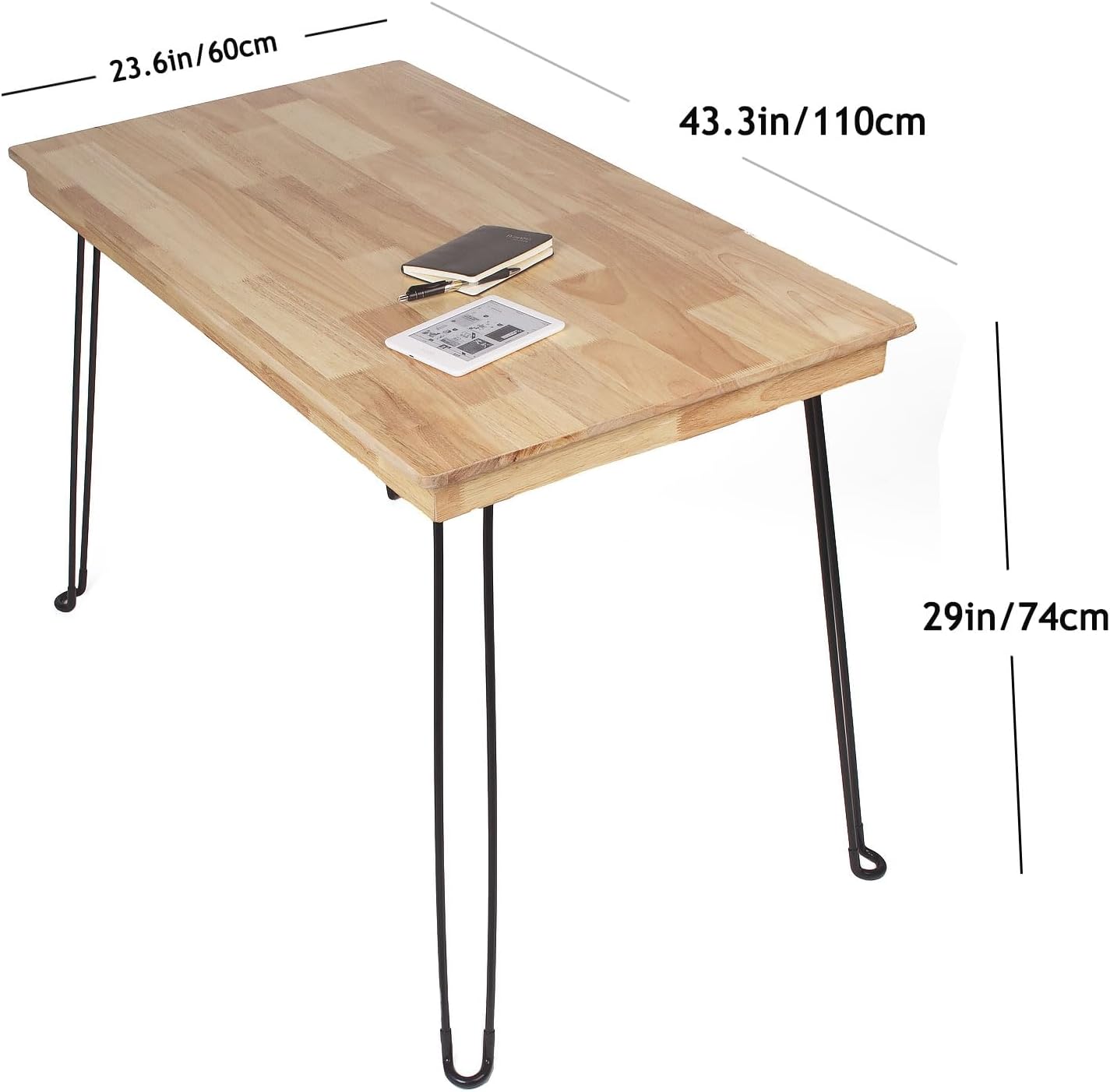 Wooden Folding Table Portable Folding Wood Desk 43in Fold-Down Workbench No Assembly Required for Home Office Writing Reading Desk Puzzle Table Small