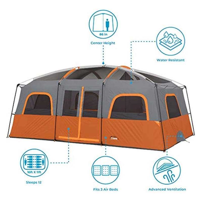 Core Equipment 12-Person Straight Wall Cabin Tent - Sports Supplies Online Store