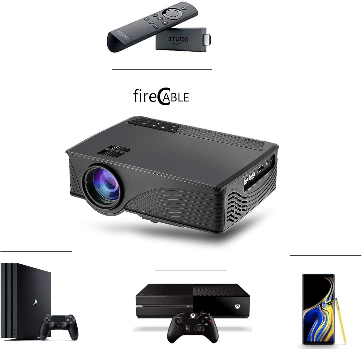 fireCable 2K Projector (for Streaming Sticks, Gaming Consoles and More)