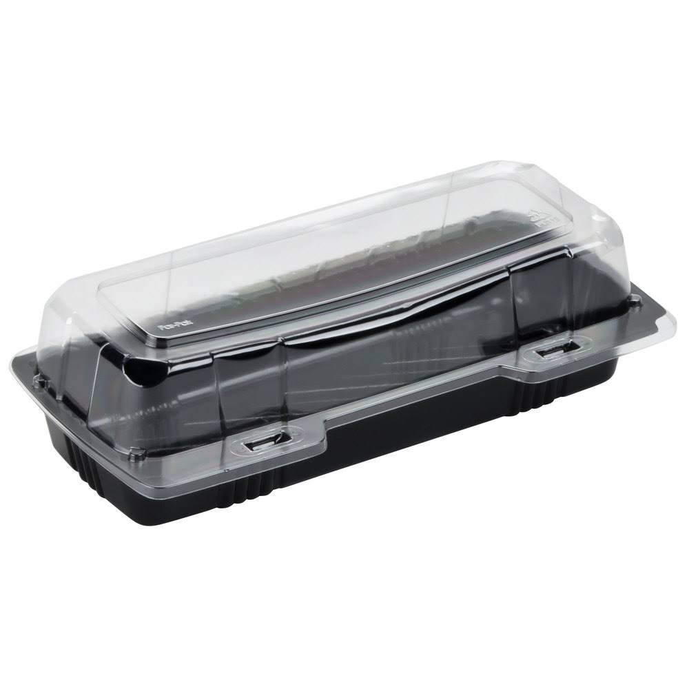 Polar Pak 29566 9x22 x 4x22 x 3x22 Pet Black and Clear Hinged Hoagie / SUB Take-Out Container - 250/Case