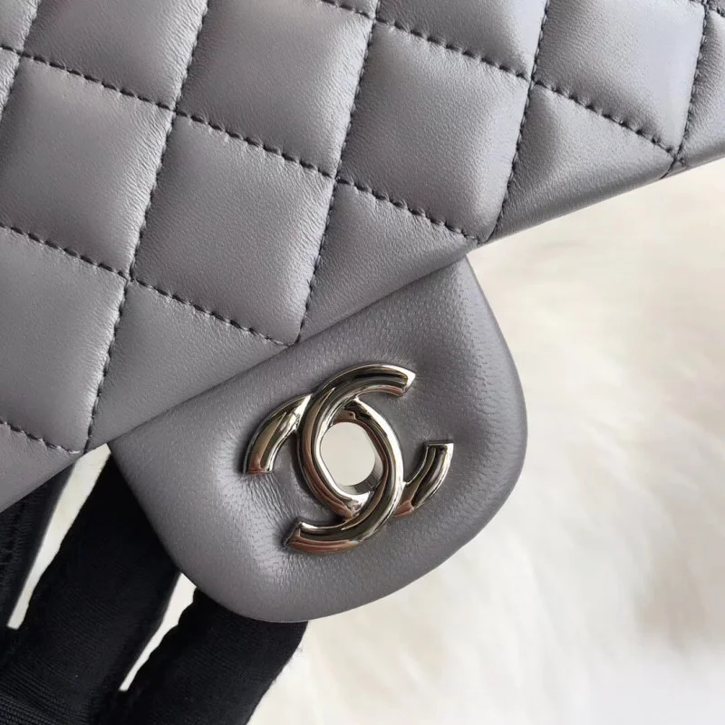 Chanel 1112 Grey Medium Size 2.55 Lambskin Leather Flap Bag