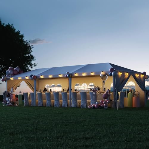 Flamaker 10'x30' Heavy Duty Party Tent Gazebo – Waterproof Wedding Canopy with Removable Sidewalls & 2 Doors – Perfect for Outdoor Events