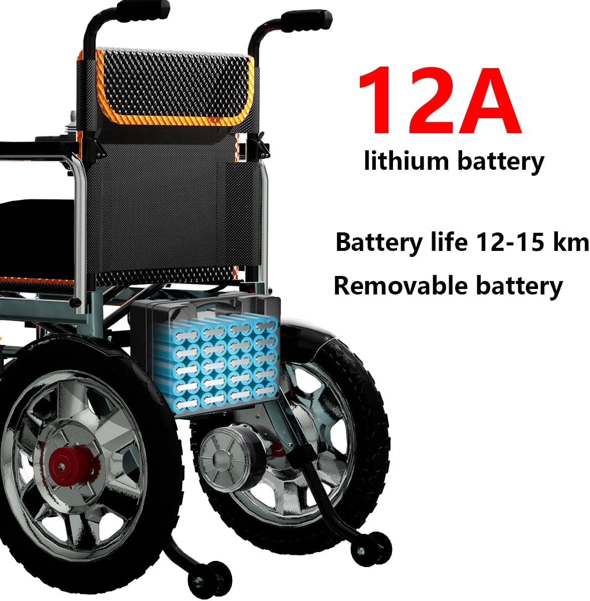 Electric Wheelchair for Adults 12 kilometer Long Travel Range Foldable All Terrain Motorized Wheelchair with 20AH Detachable Battery User Friendly