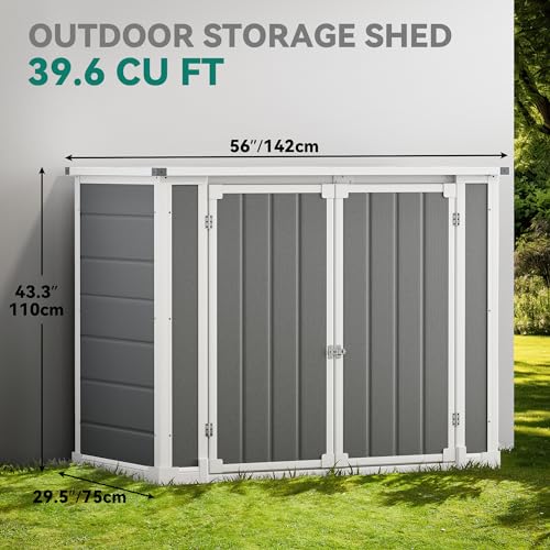DWVO 5x3ft Resin Outdoor Storage Shed with Floor, Waterproof Lockable Storage Shed with Window, Plastic Outside Tool Storage for Garden, Backyard